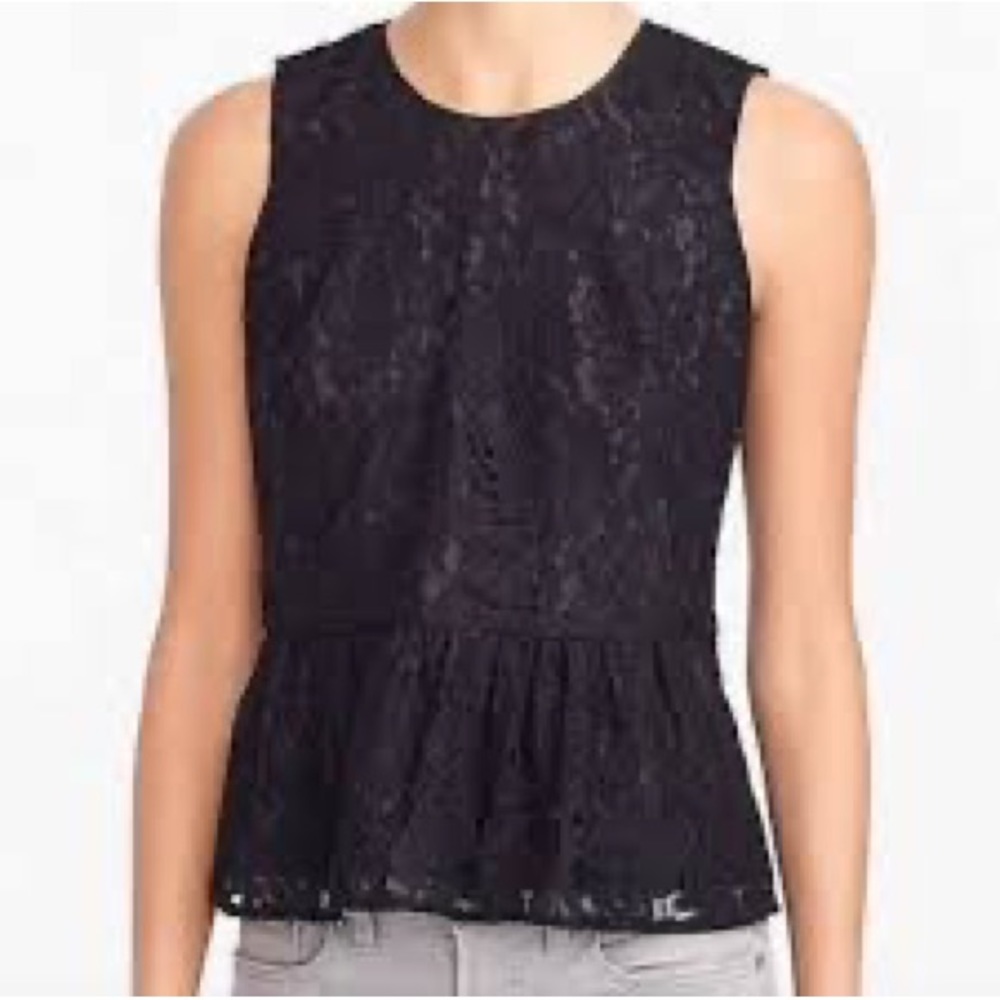 Jcrew factory black lace peplum top size 6